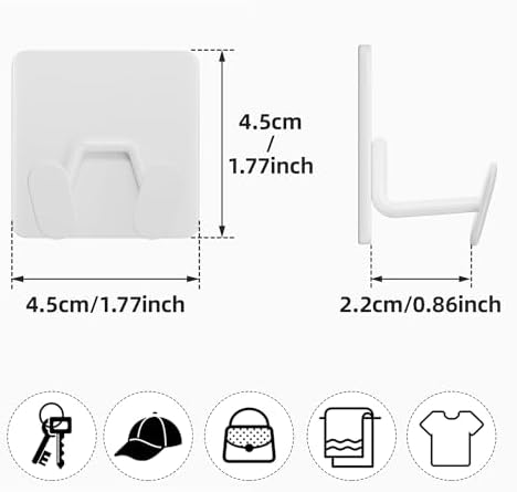Adhesive Shower Hooks for Inside - Extra Sticky Razor Holder, White 6 Pack - Image 3