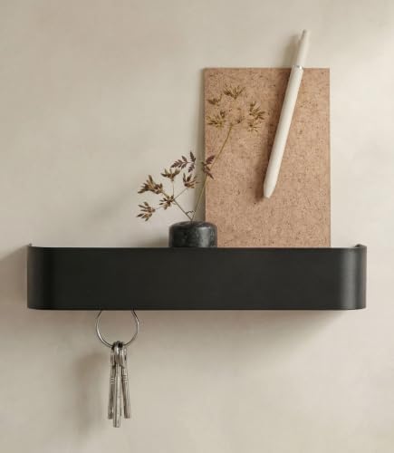 Kazai. Key Holder for Wall 'Tone' | Minimalist Key Hooks Design from Berlin | Modern Key Hanger with Metal Shelf | Key Hook Wall Mounted as Hallway Furniture | Black by KAZAI