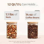 ComSaf Square Glass Containers with Lids 1.2 Qt, Set of 9 Pantry Glass Jars - Image 3