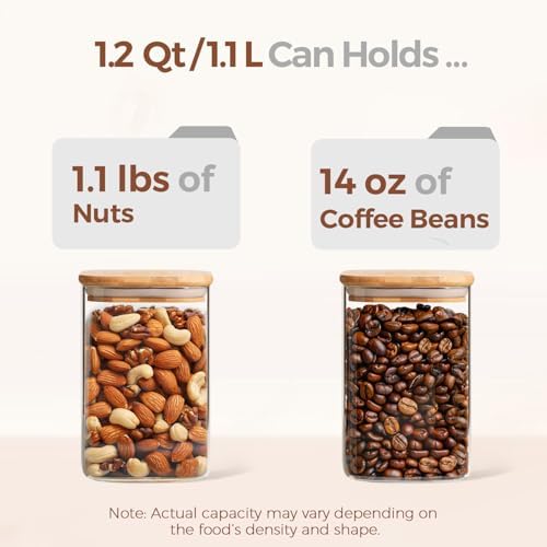 ComSaf Square Glass Containers with Lids 1.2 Qt, Set of 9 Pantry Glass Jars - Image 3