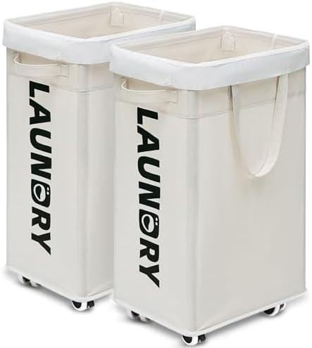 Goodpick 2-Pack Laundry Hamper with Wheels & Wash Bag for College Dorm, 75L by Goodpick