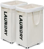 Goodpick 2-Pack Laundry Hamper with Wheels & Wash Bag for College Dorm, 75L by Goodpick