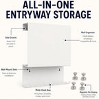 Wall Mounted Key Holder and Mail Organizer with 11 Hooks and 4 Pins,White - Image 6