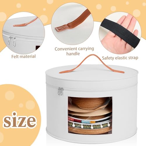Chunful Hat Box for Women Storage Cowboy Hat Box, White, Height 10.2 Inches | Travel Hat Box Stackable Round Wide Brim Sun Hats Organizer Bag Container for Closet Foldable Cap Boxes with Lid Space Saving - Image 3