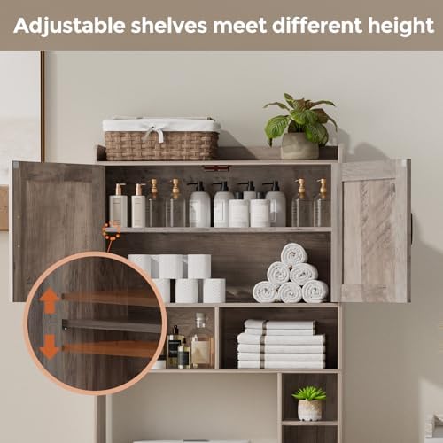 Homhedy Wooden Over The Toilet Storage Cabinet with Barn Door - Image 3
