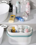 Plastic Portable Shower Caddy Basket, Storage Organizer with Handle, Green - Image 3