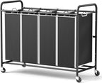 ROMOON Laundry Hamper Sorter Cart, 4-Section Organizer with Lockable Wheels by ROMOON