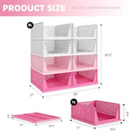 Pink Girl Closet Organizers and Storage Stackable Plastic Drawer Basket for Clothing Stackable Storage Bins Shelf Storage Container for RV Closet Wardrobe Bedroom Bathroom Playroom 8 Pack - Image 3