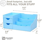 Uncluttered Designs Makeup Organizer With Drawers - Modern Countertop Storage for Cosmetics - Chic Vanity Holder for Cologne, Skincare, Brush, Lipstick, Nail Polish Organization & Display (Blue) - Image 4