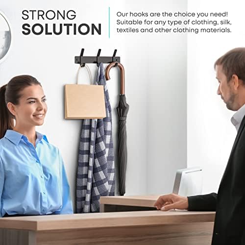 Coat Rack Wall Mount – 9 Inch Stainless Steel Hook Rail with 3 Double Coat Hooks for Hanging – Wall Mounted Entryway Organizer for Coats, Hats, Bags, Towels, Robes, Closet or Bathroom - Black 2 Pack - Image 7