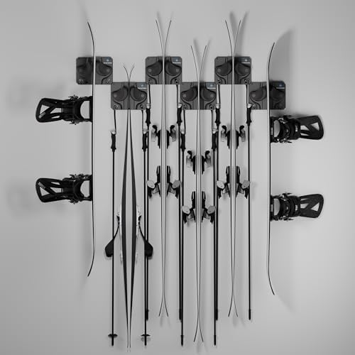 Gravity Grabber Ultimate Ski & Snowboard Wall Storage Rack - Fits any Ski or Snowboard - Save Your Rocker, Tips and Tails - Damage-free - 6x - Black - Image 2