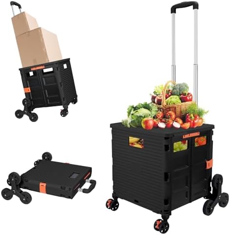FELICON SELORSS Folding Utility Climber Cart Portable Rolling Crate-Black by FELICON