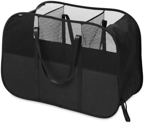 Collapsible Laundry Baskets with 3 Compartment, 150L Tear-proof Pop Up Hamper, Foldable Laundry Basket with Tote Handles, Dirty Clothes Hamper for Laundry, Bedroom, Bathroom, Dorm Black by Bemkoo