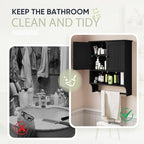 Smuxee Black Bathroom Cabinet Wall Mounted with Towels Bar, Medicine Cabinet with 2 Door Adjustable Shelves, Over Toilet Cabinet for Bathroom Laundry Room Kitchen - Image 7