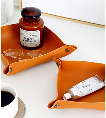 Foldable Leather Catchall Tray, Jewelry Organizer for Travel, Nightstand, Home or Office (Orange-S) - Image 4
