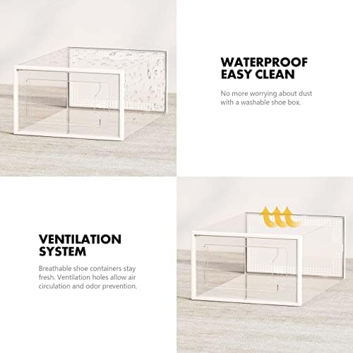 SEE SRPING XX-Large Shoe Storage Box Fit Size 14, Clear Plastic Stackable Shoe Organizer for Closet, Shoe Rack Sneaker Containers Bins Holders, Drawer Organize Unit, 12 Pack Clear - Image 4