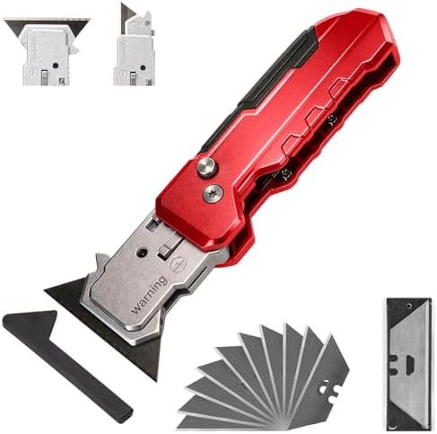 Utility Knife Scraper, 2in1 Folding Razor Blade Scraper, 10PCS Extra Blades by KeFanta