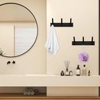 Black 3-Hook Wall Coat Rack – Modern Metal Hanging Track, No-Drill Adhesive Mount, Space-Saving Entryway Organizer for Jackets, Hats & Bags, Perfect for Bathroom, Bedroom, Hallway (2-Pack) - Image 4