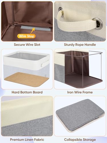 BALEINE 1 Pack Fabric Closet Storage Bins for Shelves, Linen Closet Organizers and Storage, Decorative Baskets for Organizing, Shelf, Clothes, Home, Office (Grey, 12"x8"x8") - Image 6