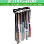 GoSports Baseball & Softball Bat Rack - Holds 16 Bats - Mount on Wall or Clip on Dugout Fence - Black - Image 7