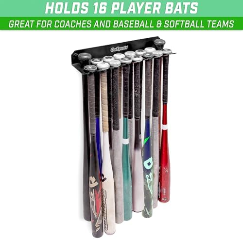 GoSports Baseball & Softball Bat Rack - Holds 16 Bats - Mount on Wall or Clip on Dugout Fence - Black - Image 7