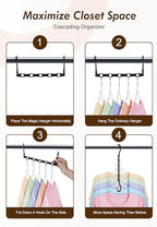 HOUSE DAY College Dorm Essentials 6 Pack, Multifunctional Closet Organizers | Back to School, Closet Organizers and Storage Magic Space Saving Hangers with 5 Holes, Storage Organization for Closet- Black - Image 5