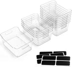 12 PACK Multi-Use Clear Plastic Storage Bins for Organizing w/ Labels - Home, Kitchen, Pantry, Bathroom, Office, Cabinet Shelf Organizer Bins - SOHO Collection, RV, Fridge Organization Containers -XXL - Image 2