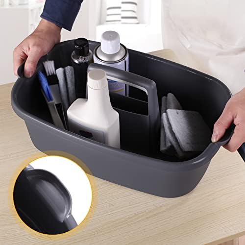 2-Pack Large Gray Cleaning Caddy for Cleaning Supplies with Handle - Portable Plastic Tote Organizer for Shower, Bathroom, Kitchen, Under Sink Storage - Image 6