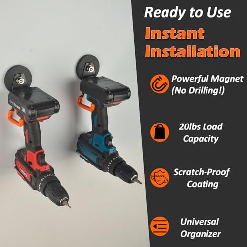 MUTUACTOR Updated Strong Magnetic Hooks,4PCS Scratch-Resistant Heavy Duty Garage Magnet Hook,20lbs Powerful Storage Tool Hooks for Organizing Cordless Impact Drivers,Garden Shovel Tool Box - Image 3
