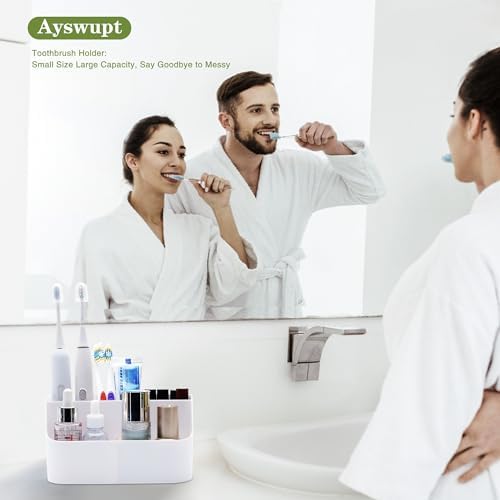 Ayswupt Electric Toothbrush Holders for Bathrooms,White Tooth Brushing Holder,Kids Toothpaste Holder with Dividers,Bathroom Countertop Organizer,Tooth Brush Storage Caddy for Sink Vanity Office - Image 4