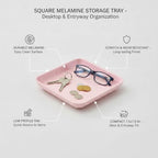 Square Storage Tray for Desk and Entryway Organization - Durable PP Catchall Dish for Keys, Coins, and Jewelry (7.5 x 7.5 Inches) - Image 5