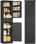 TEENFON Tall Storage Cabinet with 3 Door Shelves & 1 Drawer, Narrow Kitchen Pantry Cabinet for Living Room, Bathroom, Entryway, Black by TEENFON