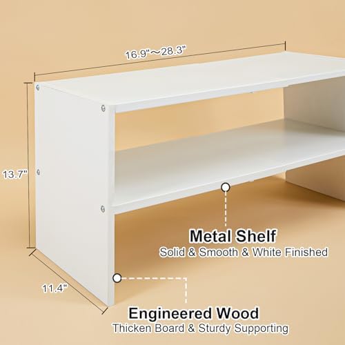 2 Pack Expandable Shoe Rack Organizer for Closet, White Shoe Storage Shelf - Image 2