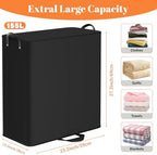 155L 2 Section Laundry Hamper with Lid, Laundry Basket, Black - Image 2