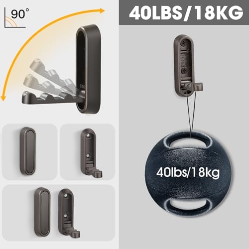 Dntorx Folding Wall Hooks, 2 Pack, Grey, Zinc Alloy, Heavy Duty Coat Hooks - Image 4