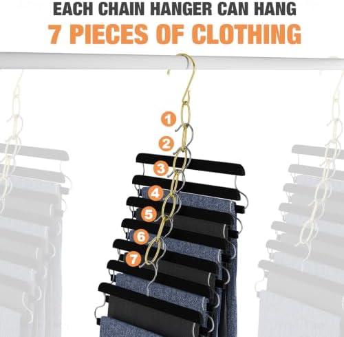 NiHome Clothing Chain Hangers 10-Pack, Space Saving Metal Closet Organizer | 7-Loop Retractable Design Chain Hanger for Compact Storage, Ideal for Travel,Dorm & Office, Wrinkle-Reducing for All Garments - Image 4
