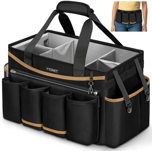 Ytonet Cleaning Caddy Bag, Extra Large Cleaning Supplies Organizer, Black by YTONET
