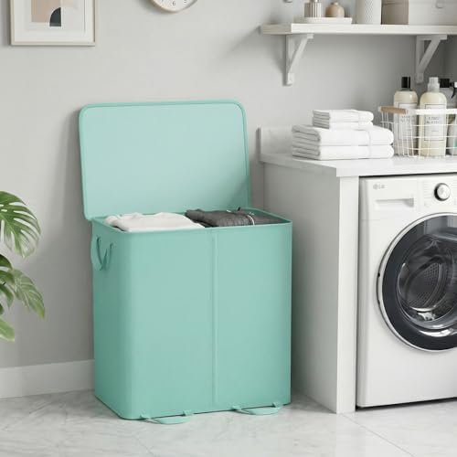 Lifewit Double Laundry Hamper with Lid, Removable Laundry Bags, Sage Green - Image 6