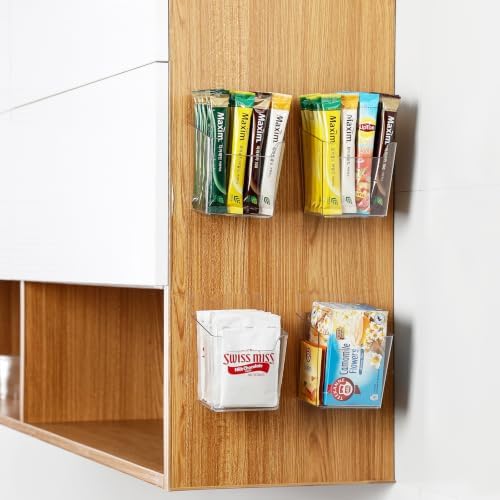 2-Pack Kitchen Cabinet Door Organizer Adhesive, Hanging Storage Bins, Stick on Wall Storage Container, Bathroom Floating Bins Wall Mounted Organizer Under Sink Caddy for Pantry Storage, Office, Dorm - Image 3