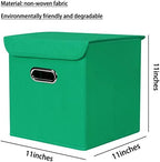 Closet Organizers Fabric Storage Bins With Lids Collapsible Cube Storages Organizer Basket With Handles,Storage Boxes for Clothes Storage,Office,Toys,3 Pack,（Green - Image 2