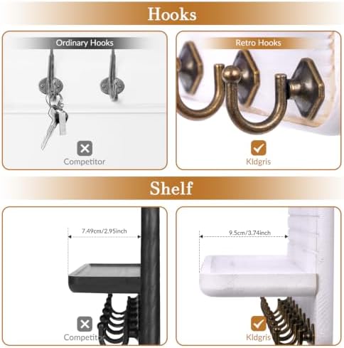 Key Holder for Wall, Mail Organizer Wall Mount with 8 Hooks Wooden Hanging Key Rack for Home Decor, Hallway, Entryway (Vintage White) - Image 5
