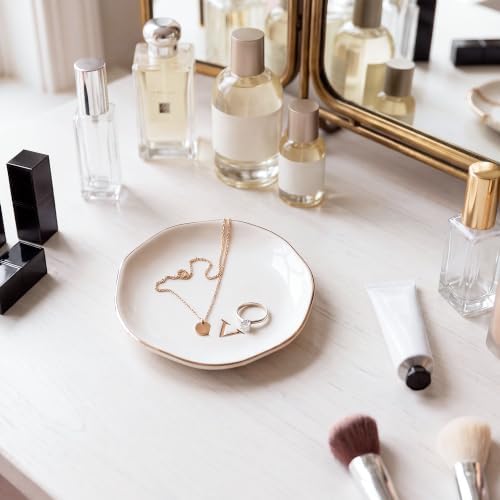 Ceramic Jewelry Tray, White Initial V Personalized Jewelry Dish - Image 4