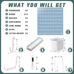 MULSAME Pegboard Combination Kit, 25.2" x 50.4" Wall Mounted Storage Set with 8 Pegboards & 40 Accessories Hanging, Peg Boards Organizer - Image 4