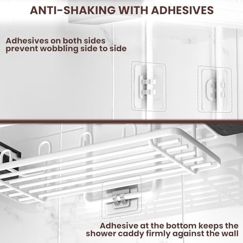 Rustproof Shower Caddy Hanging with Soap Holders for Bathroom, White - Image 7