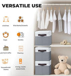Criusia 8 Pack Closet Storage Bins with Lids - Stackable Storage Baskets for Organizing Clothes Toys Blankets - Odorless for Baby Nursery Organization and Storage Boxes Totes for Bedroom Dorm Room - Image 6