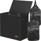 Simple Houseware Double Laundry Hamper with Lid & Removable Bags, Black by SimpleHouseware