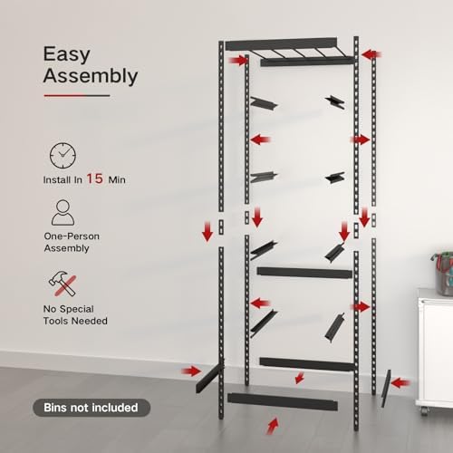 FERO 27 Gallon Tote Storage Rack, Heavy-Duty Storage Bin Rack Organizer, 5-Tier Standing Storage Bin Shelves, 250 lb Capacity, Maximize Space for Garage, Warehouse, Utility(Totes Not Included) - Image 7