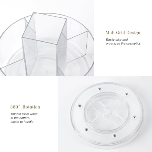 360° Rotating Makeup Organizer Clear Lazy Susan Organizer for Vanity, Cosmetic Display Cases for Bathroom Countertop, Makeup Storage Organizer, Desktop Dresser Sundries Storage Boxes - Image 3