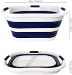 SAMMART 40L (10.5 gallon) Collapsible Plastic Laundry Hamper - Foldable Pop Up Storage Container/Organizer - Portable Washing Tub - Space Saving Basket (1, White/Starry Blue) - Image 4