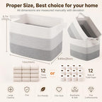 OIAHOMY Cotton Rope Storage Baskets for Organizing Gradient Gray 3-Pack - Image 5